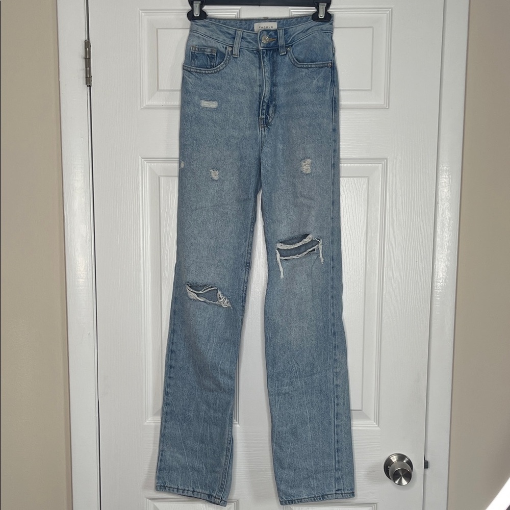 PacSun Light Blue Distressed Straight Leg Jeans